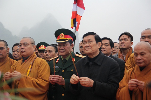 President Trương Tấn Sang visits Phật tích Trúc Lâm Bản Giốc Pagoda